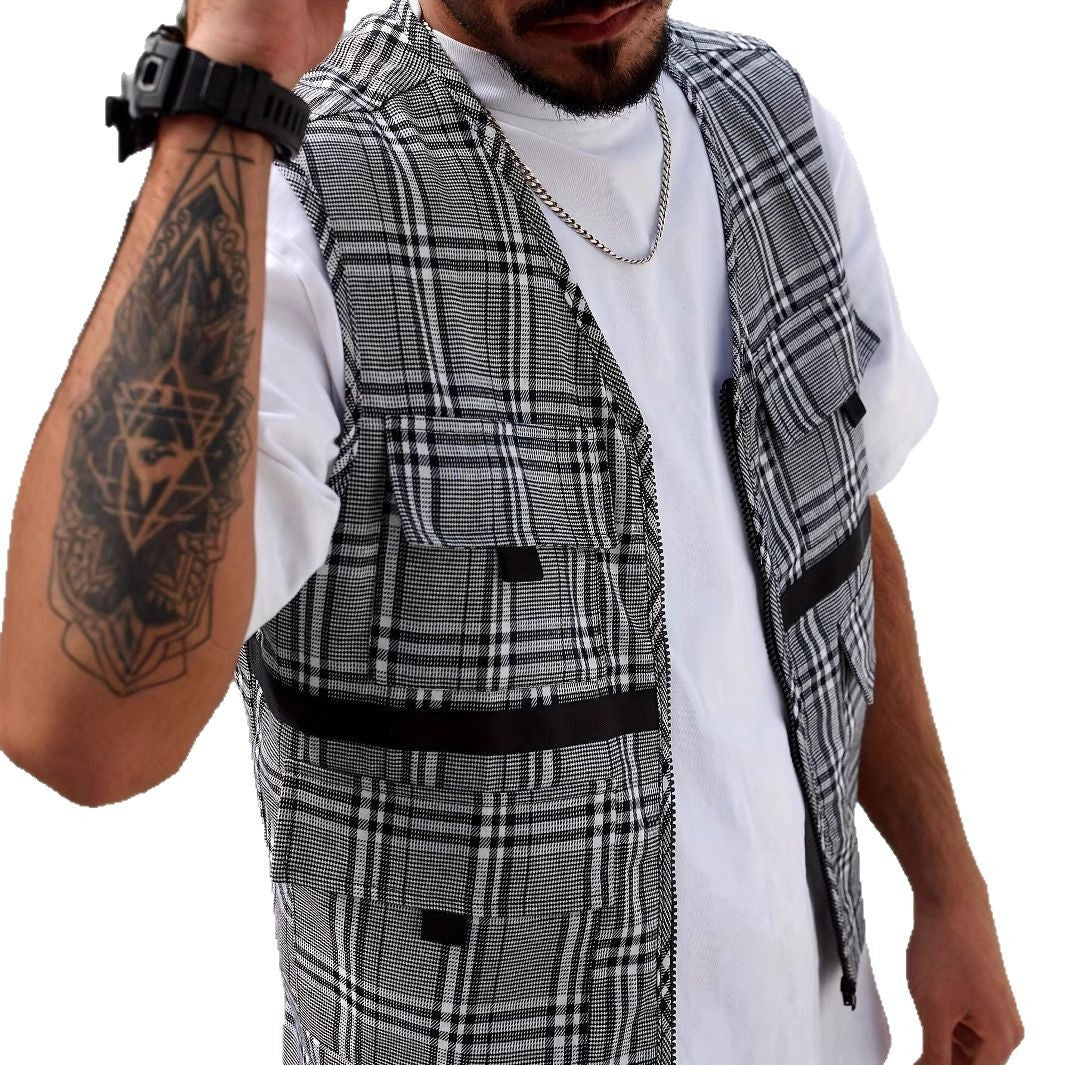 Herren stylischer Utility-Weste mit mehreren Taschen EB