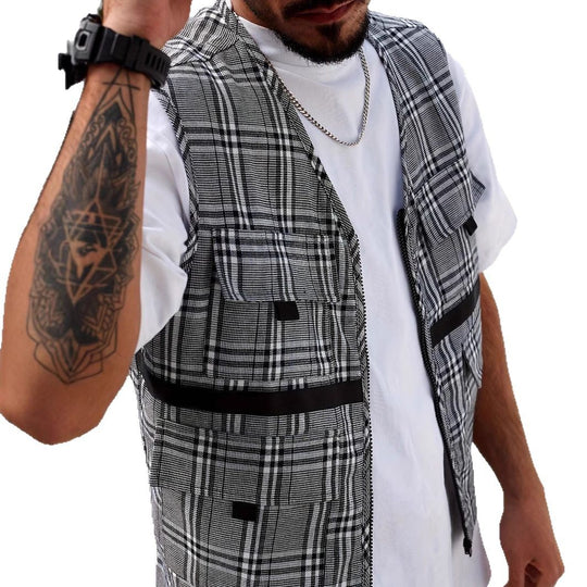 Herren stylischer Utility-Weste mit mehreren Taschen EB