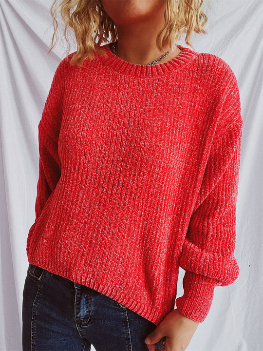 Damen Grobstrickpullover mit weitem Schnitt und strukturiertem Design EB