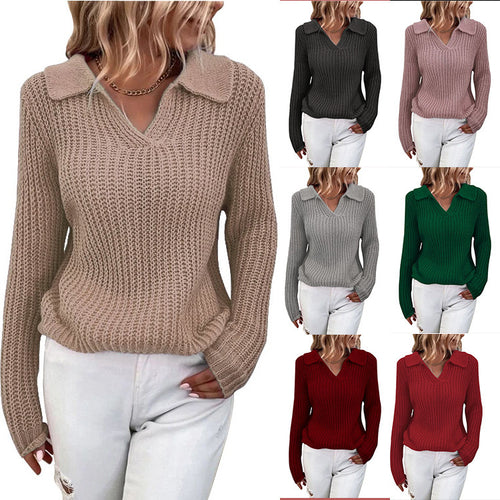 Damen Strickpullover mit modernem Kragen und strukturiertem Design EB