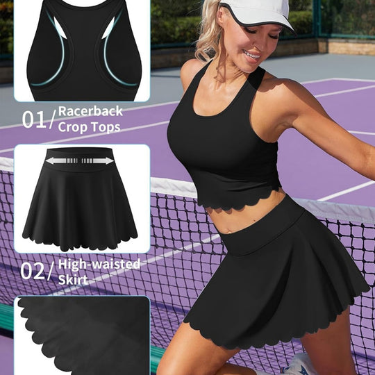 Damen Sportliches Tennis-Set mit modischem Saum EB