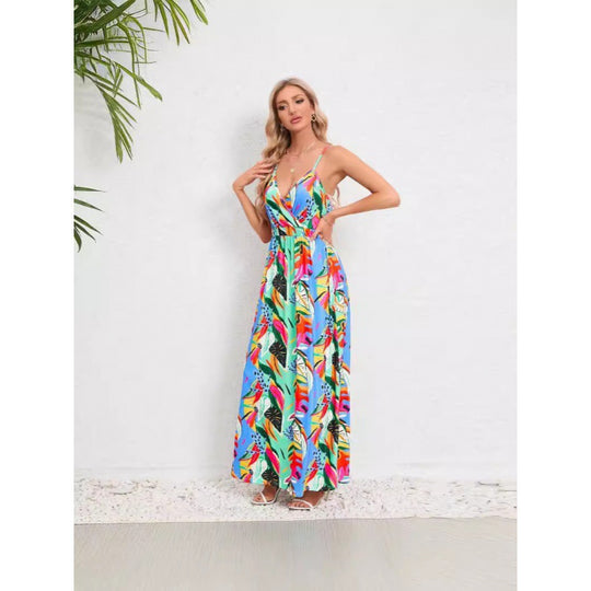 Damen Maxikleid mit floralem Design und Taillierung EB