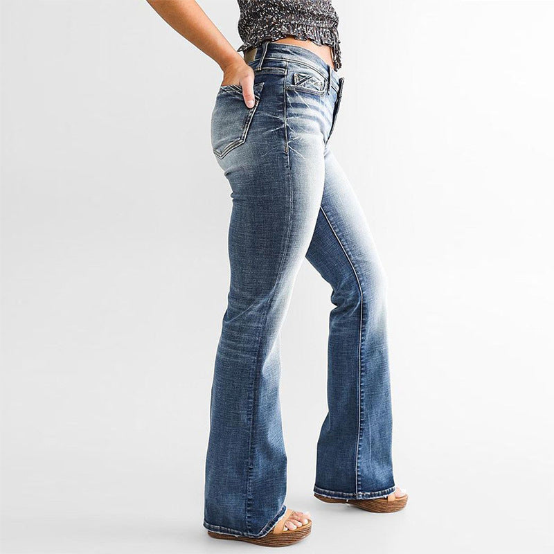 Damen Bootcut Jeans im lässigen Vintage-Stil mit hohem Bund und moderner Waschung EB