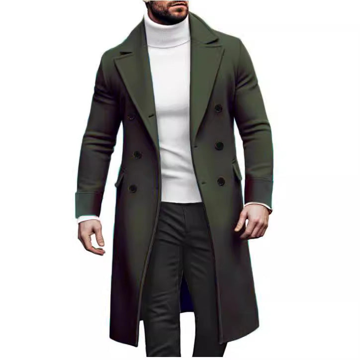 Herren eleganter Doppelmantel mit breitem Revers und praktischen Taschen EB