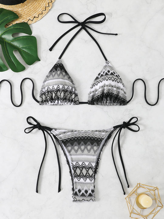 Damen Triangel-Bikini mit buntem Ethno-Muster EB