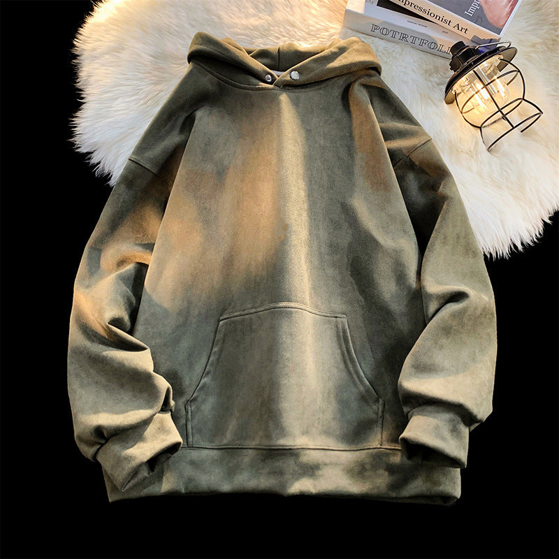 Damen gemütlicher Kapuzenpullover im modernen Velourslook EB