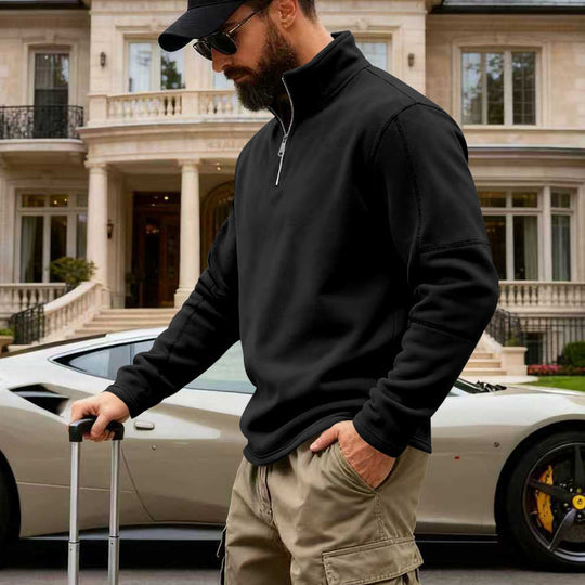 Herren nan Halbzip-Fleecepullover mit Stehkragen, verstärkten Nähten und reiseoptimiertem Schnitt EB