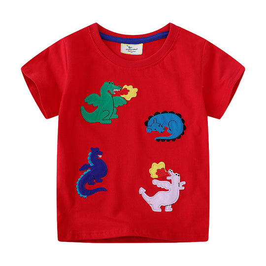 Jungen T-Shirt mit bunten Dinosaurierapplikationen EB