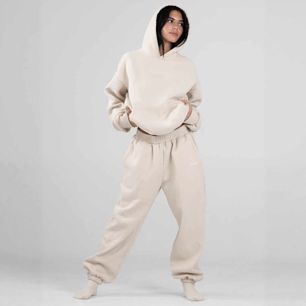 Damen nan lässige Sweatpants mit hohem Bund, seitlichen Eingrifftaschen und elastischen Bündchen EB