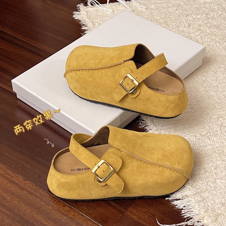 Damen bequeme Clogs aus hochwertigem Wildleder mit verstellbarem Schnallenverschluss EB