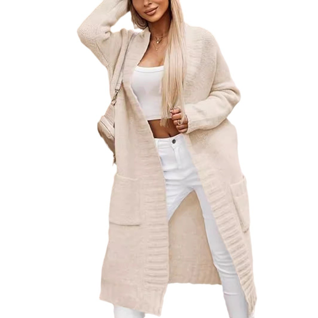 Damen Strickmantel mit lässigem Schnitt und tiefen Taschen EB