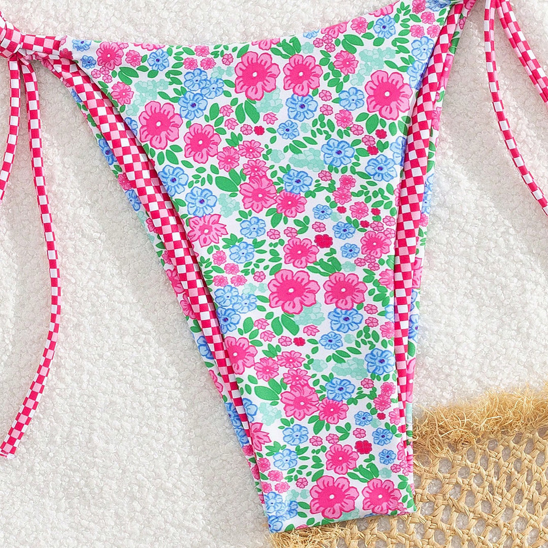 Damen Floral Bikini mit verstellbaren Bindegurten EB