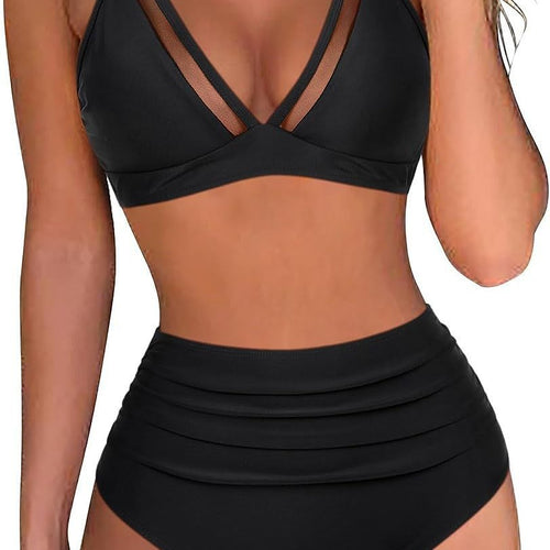 Damen Sportliches Bikini-Set mit atmungsaktiver Mesh-Ausschnittherstellung EB