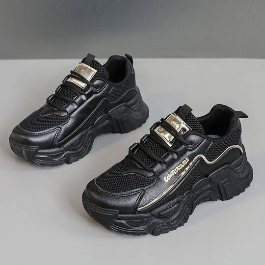 Damen Sportliche Sneakers mit modischer Metallic-Applikation und strukturierter Oberfläche EB