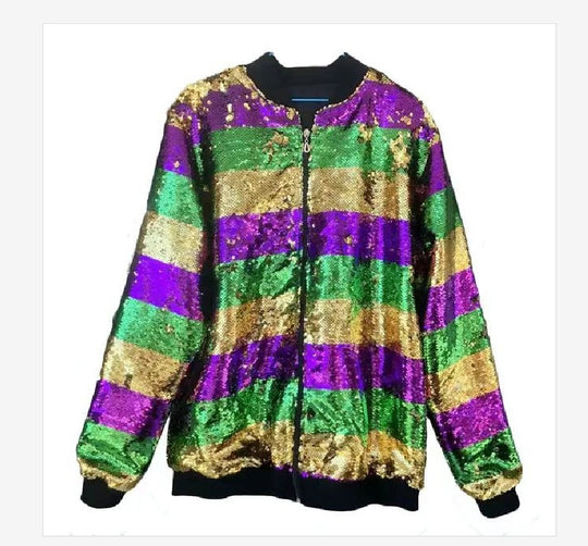 Damen Glitzernde Bomberjacke mit multicolore Pailletten EB