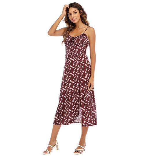 Damen Sommerkleid im Boho-Stil mit Schlitz EB