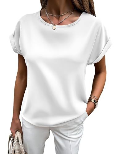 EB | Satin-T-Shirt mit Umgeschlagenen Ärmeln für Damen