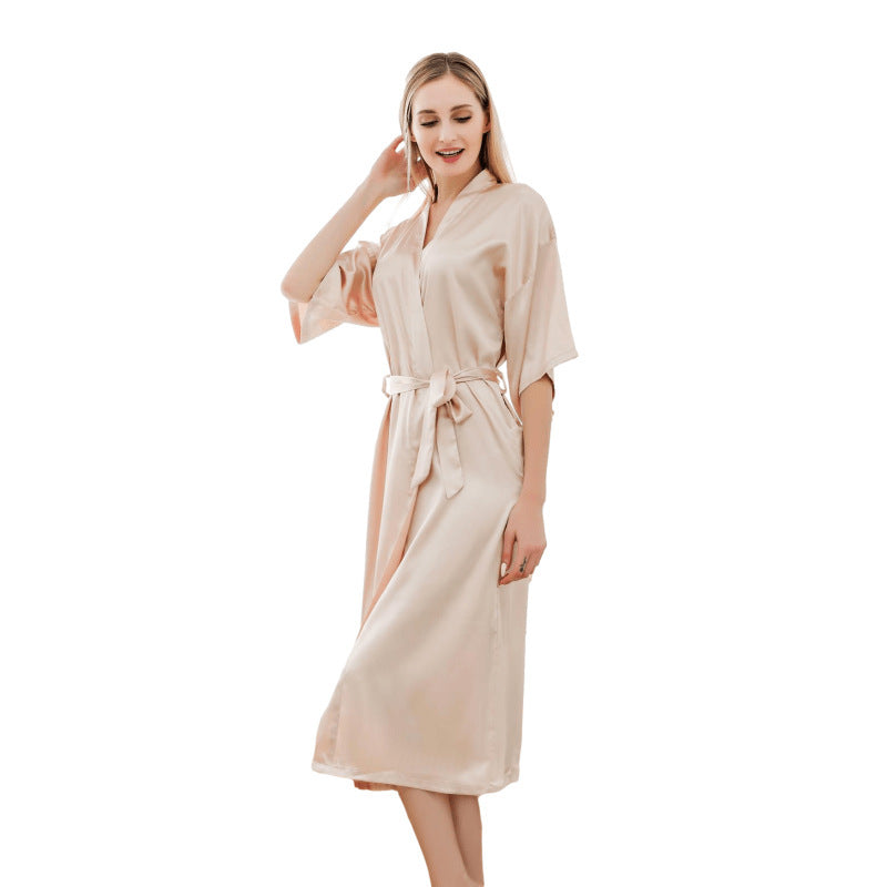 Damen luxuriöser Satin-Bademantel EB