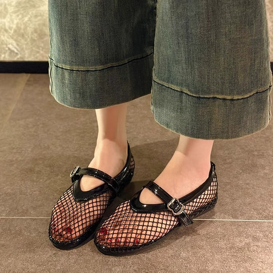 Damen elegante Ballerinas mit Netzdesign EB