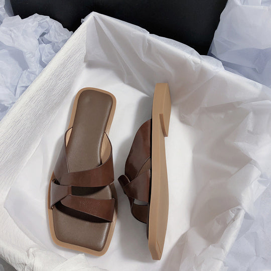Damen elegante Zehentrenner-Sandalen mit geflochtenem Riemendesign und komfortablem Fußbett EB