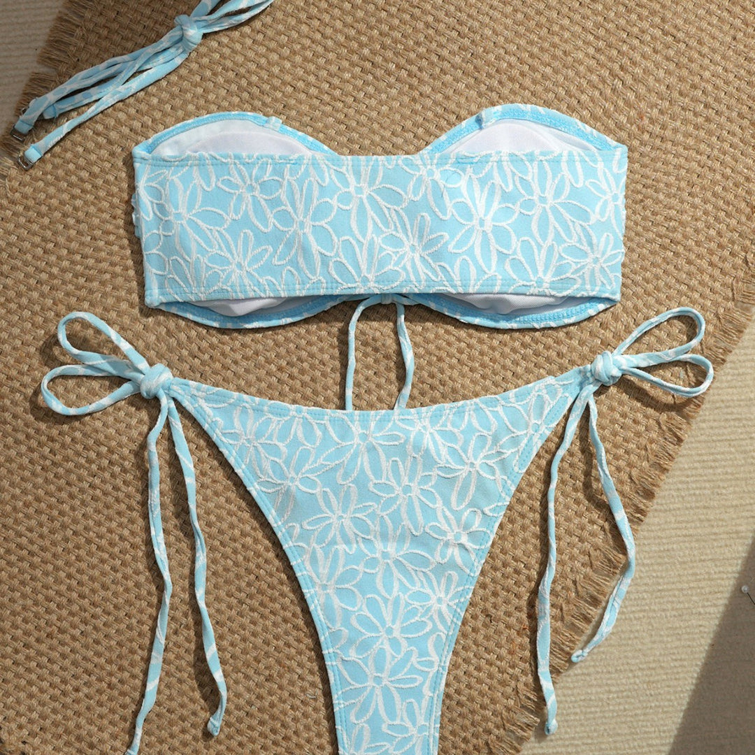 Damen Bandeau-Bikini-Set mit verspielten Rüschendetails EB