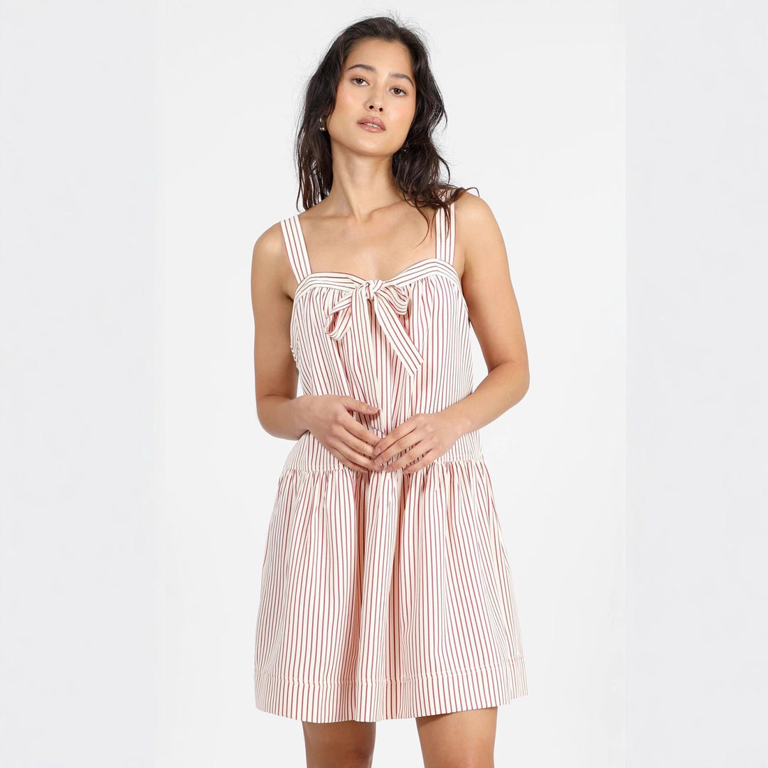 Damen luftiges Sommerkleid mit dekorativem Schleifenakzent EB