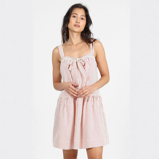 Damen luftiges Sommerkleid mit dekorativem Schleifenakzent EB