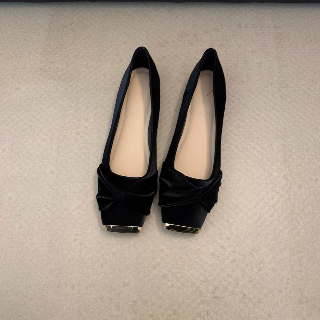 Damen Ballerinas mit eleganter Drapierung und glänzender Schuhspitze EB