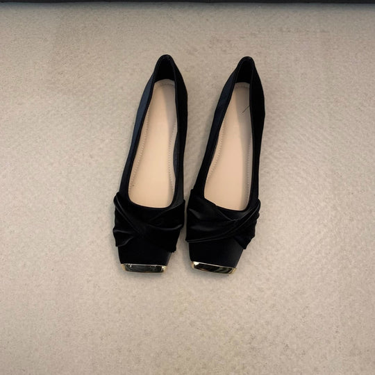 Damen Ballerinas mit eleganter Drapierung und glänzender Schuhspitze EB
