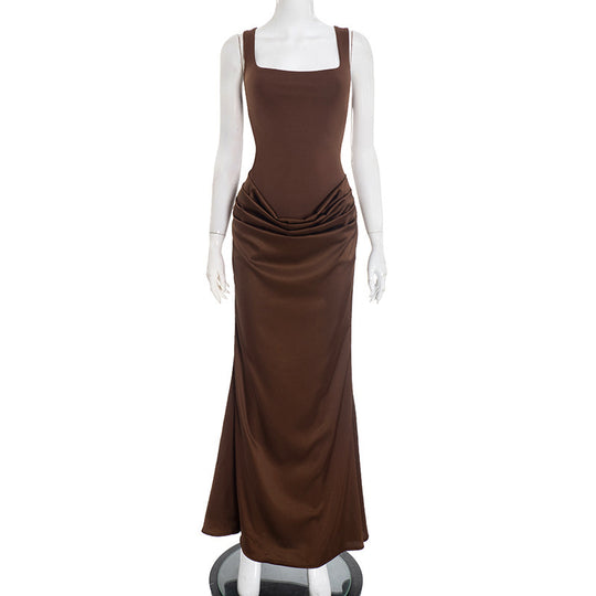 Damen Elegantes Maxikleid mit drapiertem Oberteil und schmalem Schnitt EB