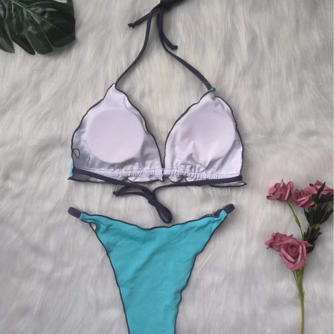 Damen Triangel-Bikini-Set mit geometrischem Design EB