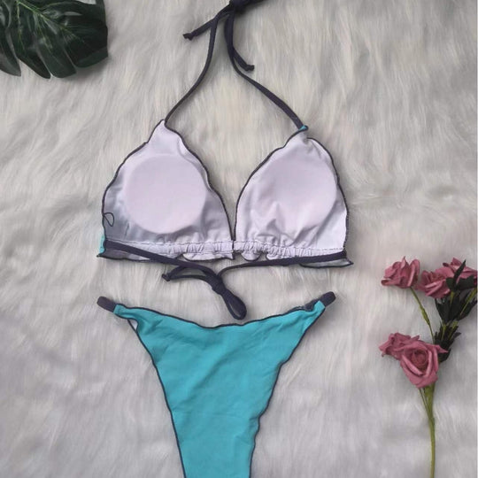 Damen Triangel-Bikini-Set mit geometrischem Design EB