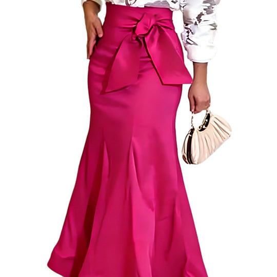 Damen Eleganter Maxi-Rock mit voluminösem Schleifen-Detail EB