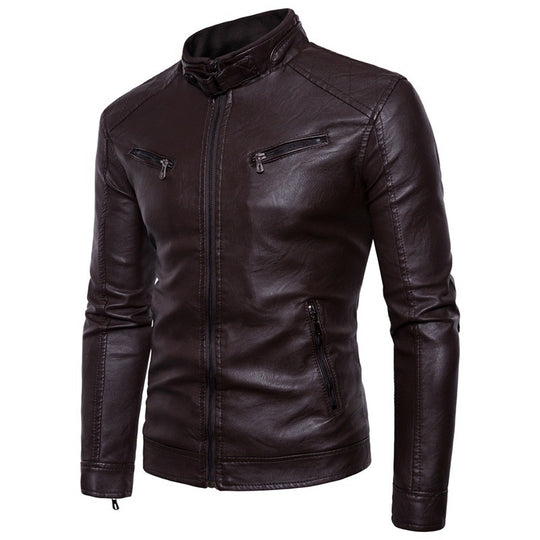 Herren stylische jacke mit modernem Stehkragen und Reißverschlüssen EB
