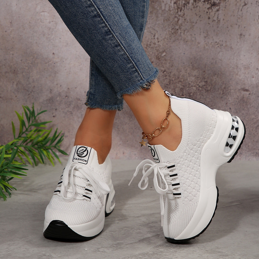 Damen Sportliche Sneakers mit atmungsaktivem Strickdesign und rutschfester Sohle EB