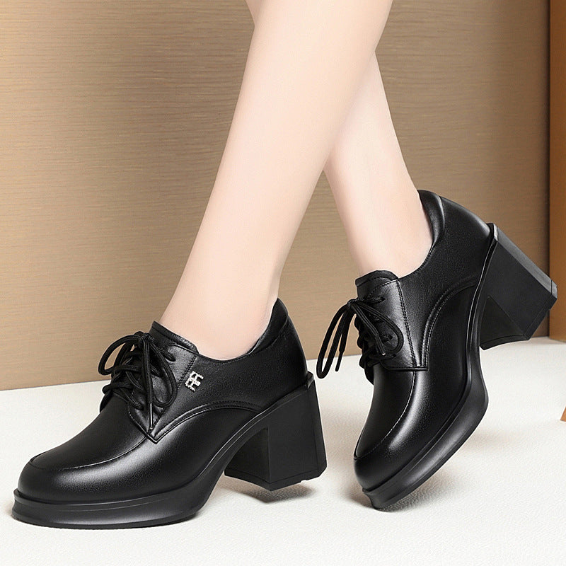 Damen Elegante Schnürpumps mit modischem Blockabsatz EB