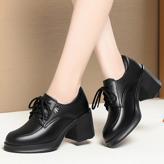 Damen Elegante Schnürpumps mit modischem Blockabsatz EB