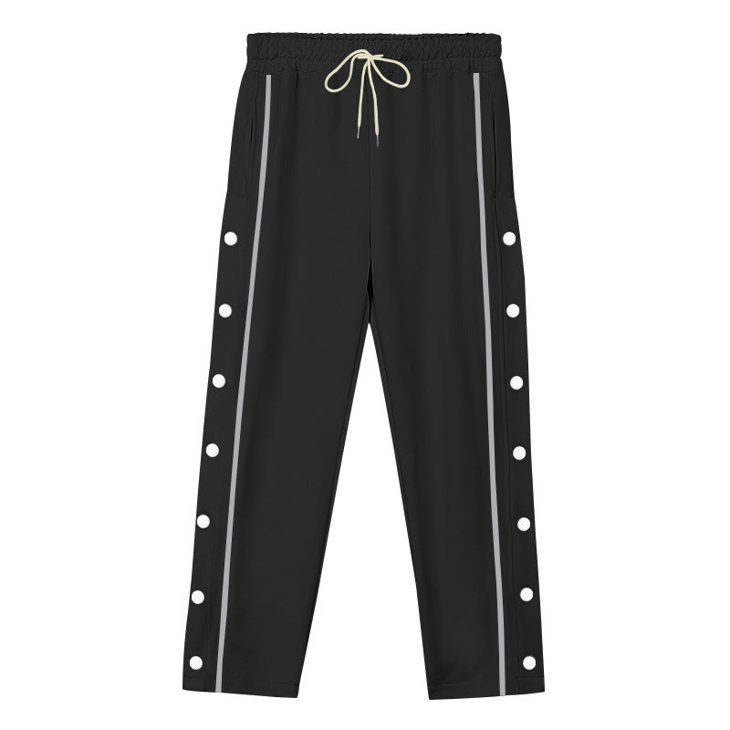 Unisex nan leichte Sport-Trainingshose mit Druckknopfleiste und elastischem Kordelbund EB