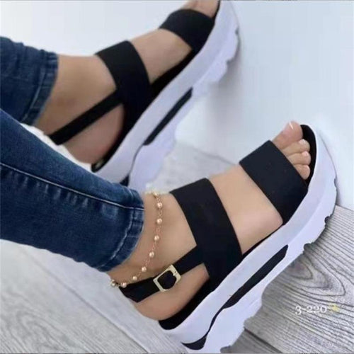 Damen Wedge-Sandalen mit modischem Riemen-Design und anatomisch geformtem Fußbett EB