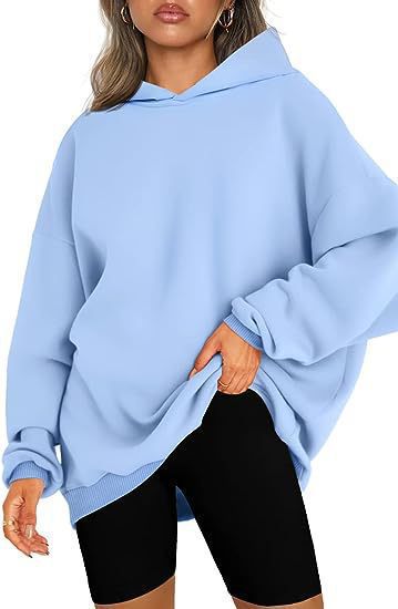 Damen nan Oversize-Kapuzenpullover im Longline-Schnitt mit Raglanärmeln und weichem Innenfutter EB