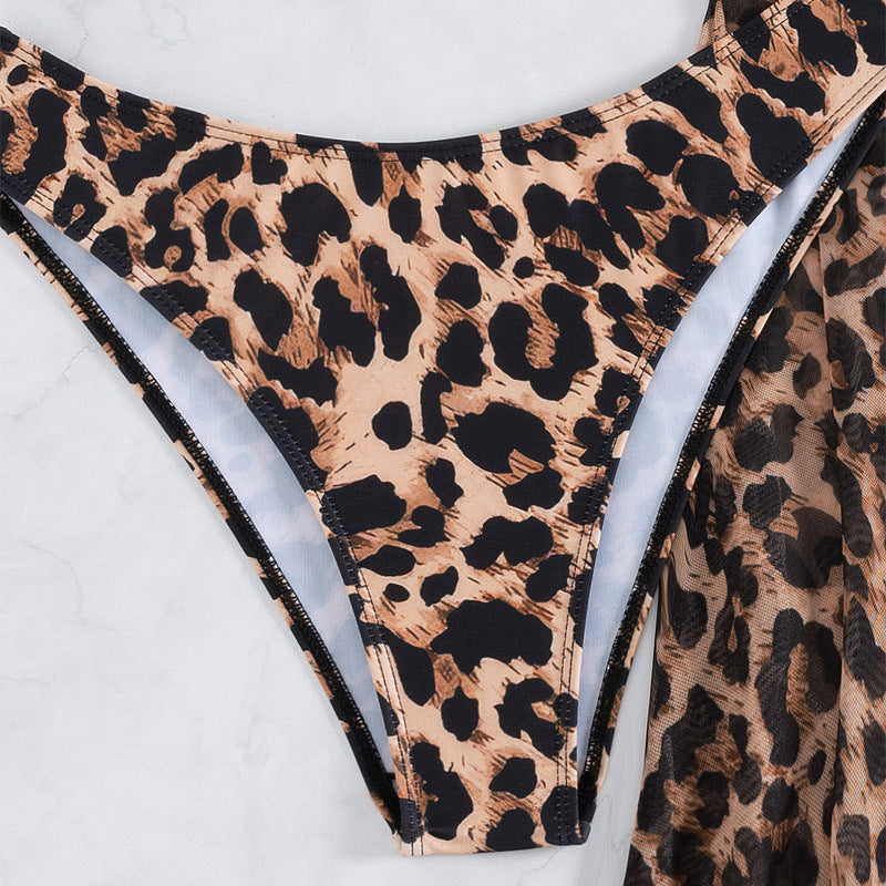 Damen Bikini-Set mit asymmetrischem Oberteil und tierischen Muster EB