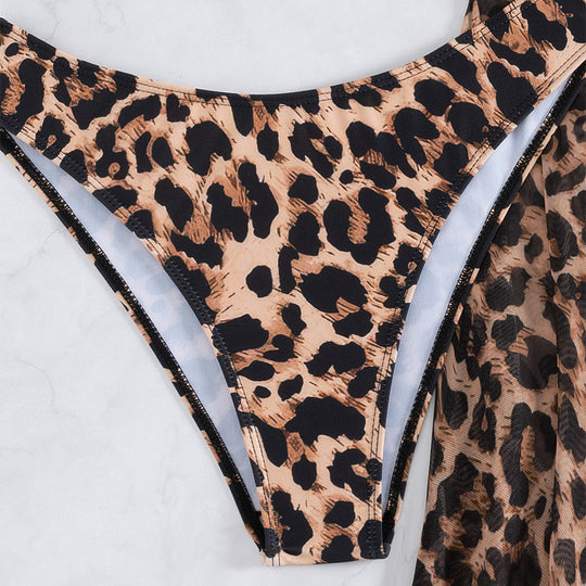 Damen Bikini-Set mit asymmetrischem Oberteil und tierischen Muster EB