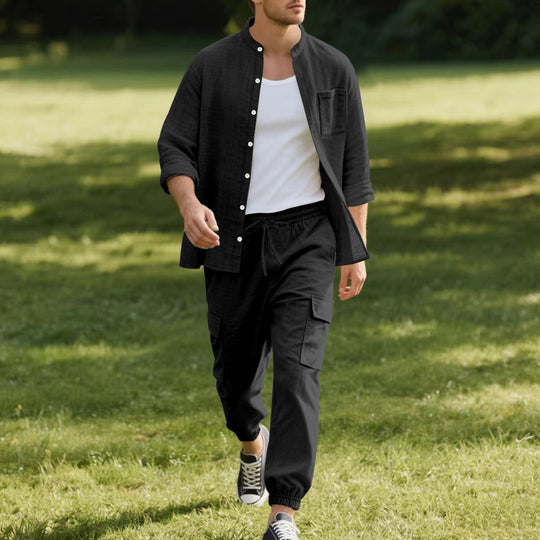 Herren lässige Hemdjacke mit hochwertigem Baumwollmix und praktischen Taschen EB