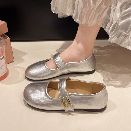 Damen elegante Mary Jane Ballerinas mit modischem Schnallenakzent EB
