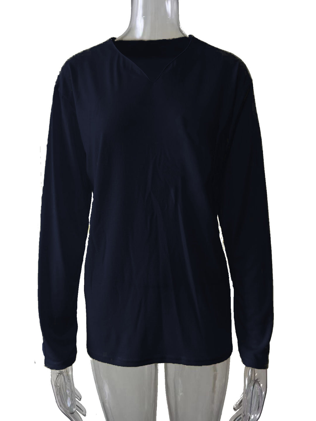 Damen nan legeres Langarmshirt mit V-Notch-Ausschnitt, Brusttasche und lockerer Oversize-Passform EB