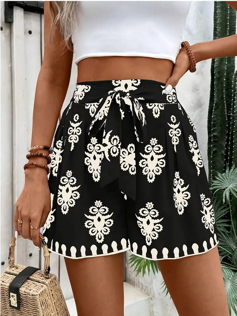 Damen Sommerliche Chino-Shorts mit Bindegürtel EB