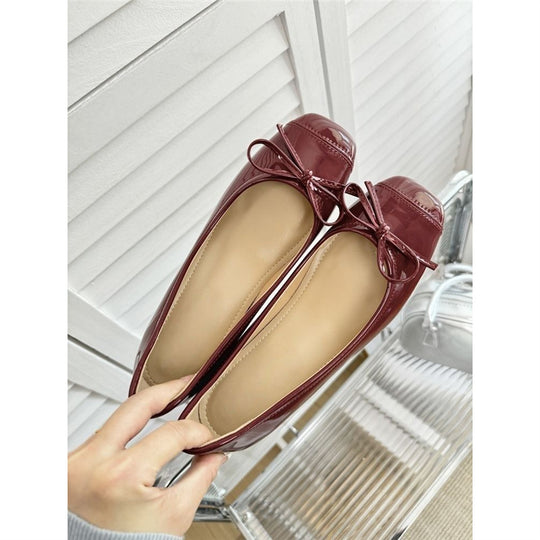 Damen elegante Ballerinas mit zierlichem Schleifenakzent EB