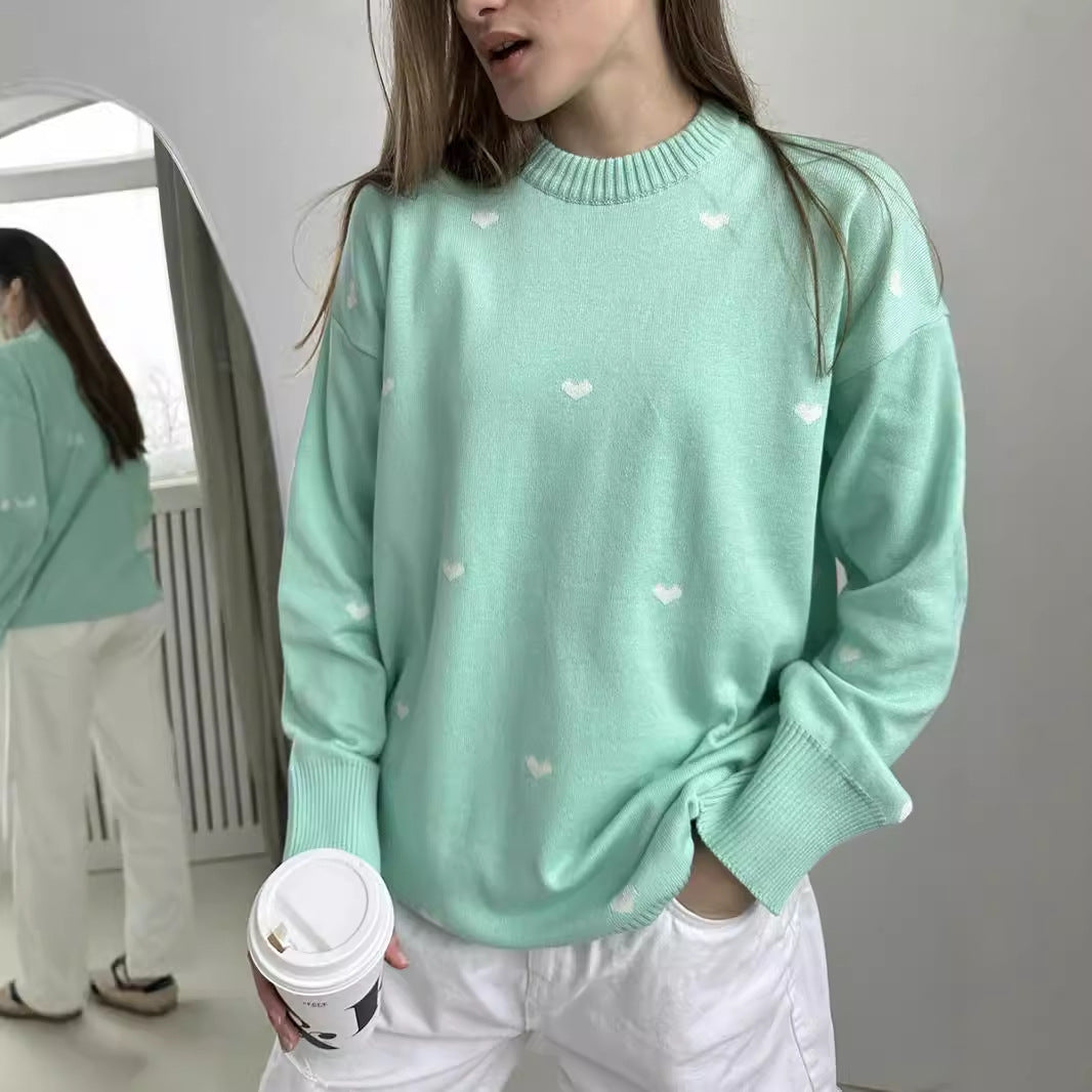 Damen Lässiger Pullover mit Herz-Muster EB