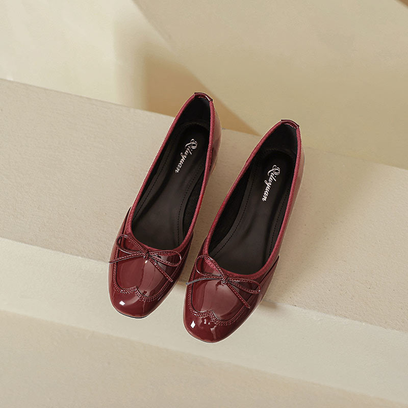 Damen elegante Ballerinas mit dekorativem Schleifendetail EB