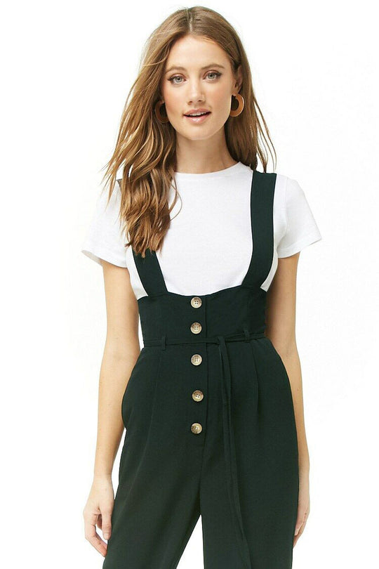 Damen Hochwertiger Jumpsuit mit blickdichten Trägern und Knopfdetail EB
